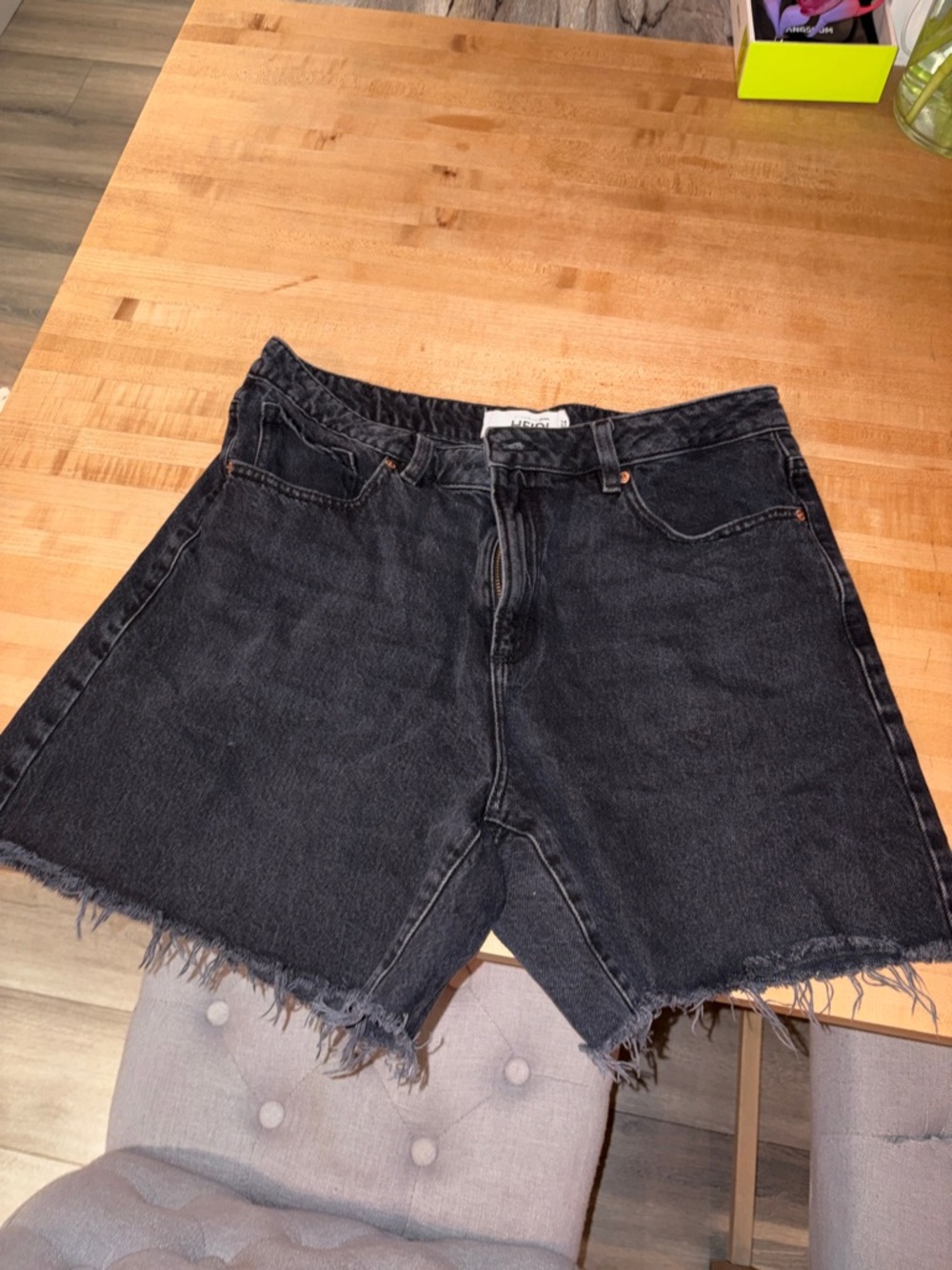 Dynamite Black High-Rise Frayed Hem Jean Shorts